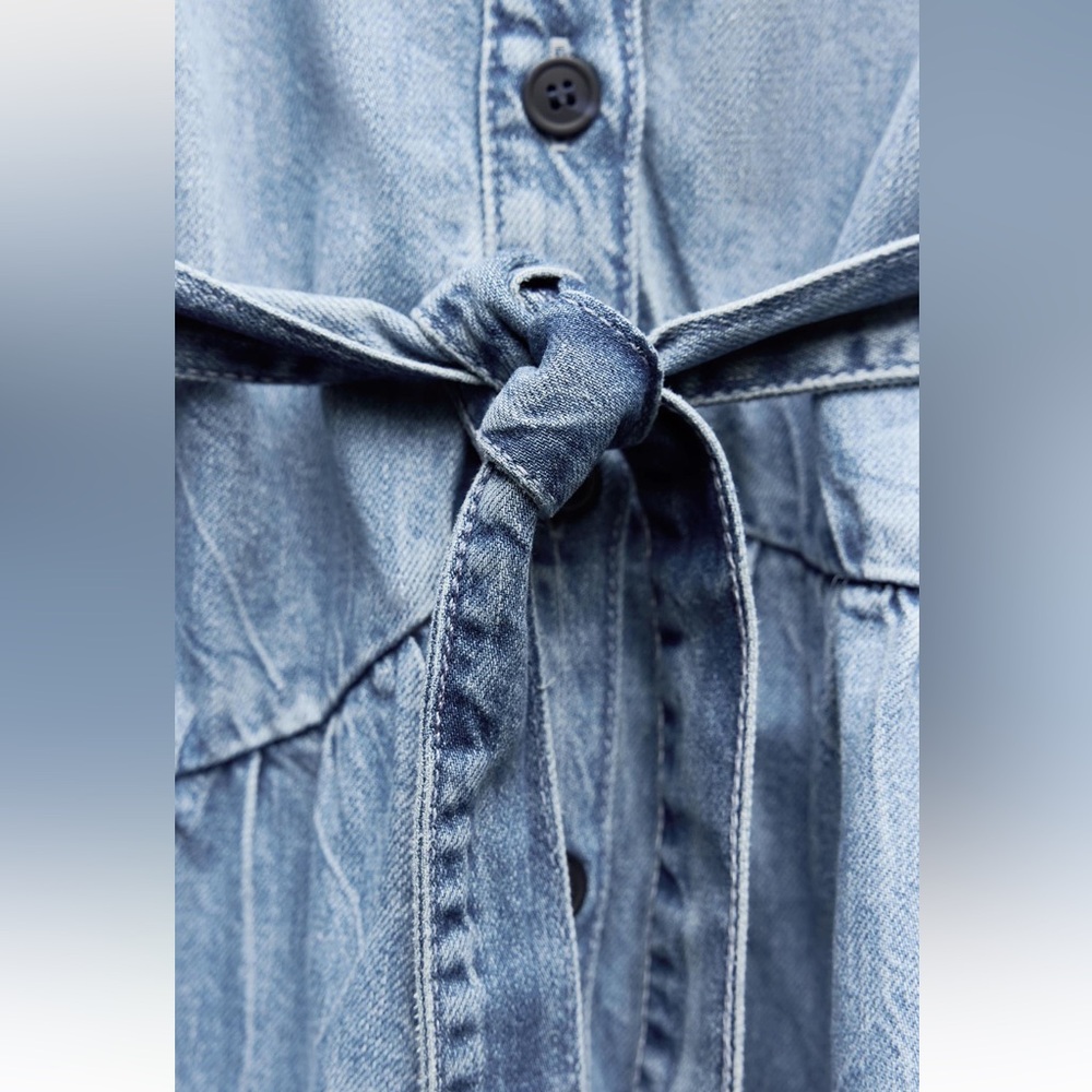 ZARA DENIM MINI DRESS - Picture 7 of 8